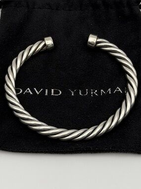 David Yurman Sterling Silver Black Onyx 6mm Cable Cuff Bracelet